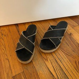 Zara Studded Leather Espadrille Slides